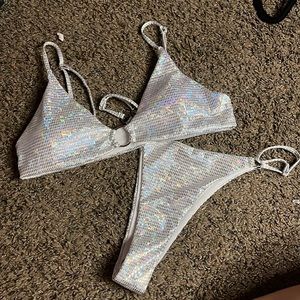 Shein bikini, Size S, White & Sliver